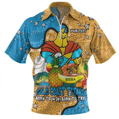 Gold Coast Titans Custom Zip Polo Shirt - Australian Big Things Zip Polo Shirt Gold Coast Titans Custom Zip Polo Shirt - Australian Big Things Zip Polo Shirt
