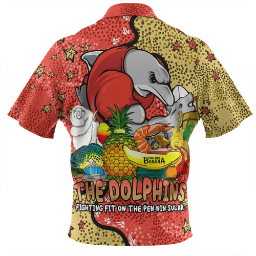 Redcliffe Dolphins Custom Zip Polo Shirt - Australian Big Things Zip Polo Shirt Redcliffe Dolphins Custom Zip Polo Shirt - Australian Big Things Zip Polo Shirt