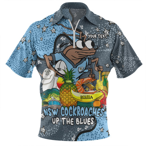New South Wales Cockroaches Custom Zip Polo Shirt - Australian Big Things Zip Polo Shirt