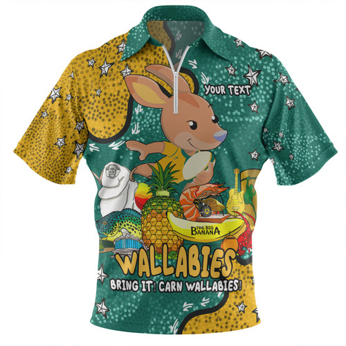 Australia Wallabies Custom Zip Polo Shirt - Australian Big Things Zip Polo Shirt Australia Wallabies Custom Zip Polo Shirt - Australian Big Things Zip Polo Shirt