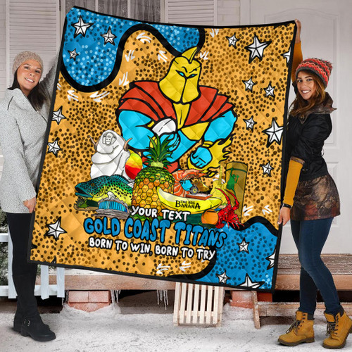 Gold Coast Titans Custom Quilt - Australian Big Things Quilt Gold Coast Titans Custom Quilt - Australian Big Things Quilt