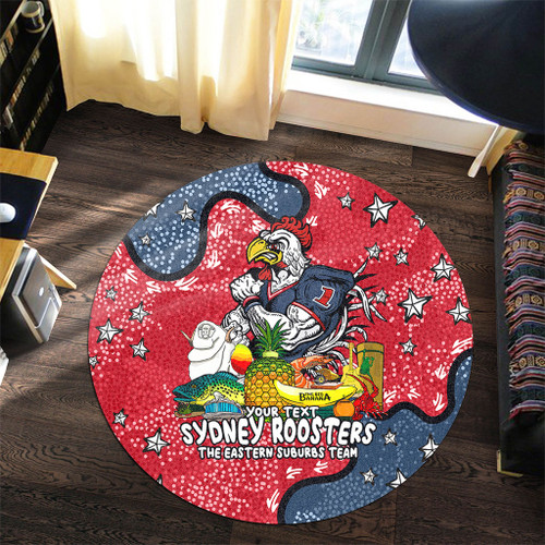 Sydney Roosters Custom Round Rug - Australian Big Things Round Rug Sydney Roosters Custom Round Rug - Australian Big Things Round Rug