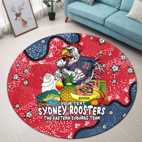 Sydney Roosters Custom Round Rug - Australian Big Things Round Rug