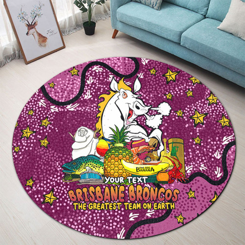 Brisbane Broncos Custom Round Rug - Australian Big Things Round Rug