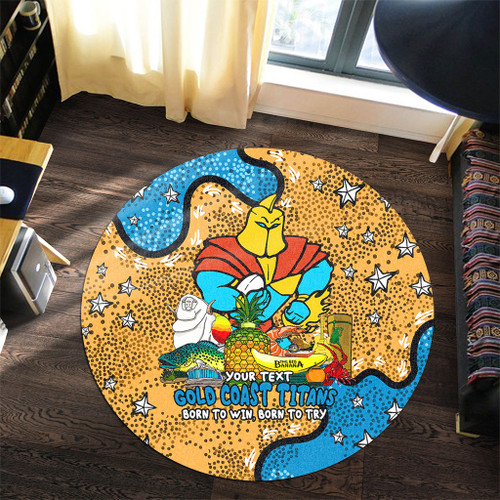 Gold Coast Titans Custom Round Rug - Australian Big Things Round Rug