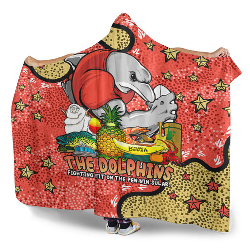 Redcliffe Dolphins Custom Hooded Blanket - Australian Big Things Hooded Blanket Redcliffe Dolphins Custom Hooded Blanket - Australian Big Things Hooded Blanket