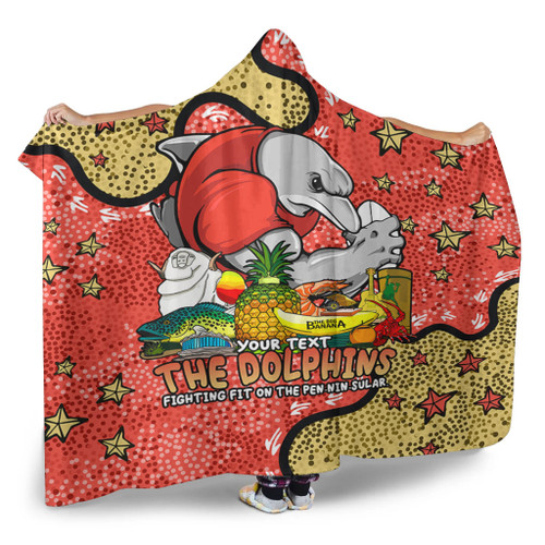 Redcliffe Dolphins Custom Hooded Blanket - Australian Big Things Hooded Blanket Redcliffe Dolphins Custom Hooded Blanket - Australian Big Things Hooded Blanket