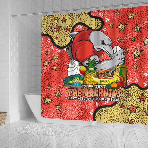 Redcliffe Dolphins Custom Shower Curtain - Australian Big Things Shower Curtain Redcliffe Dolphins Custom Shower Curtain - Australian Big Things Shower Curtain
