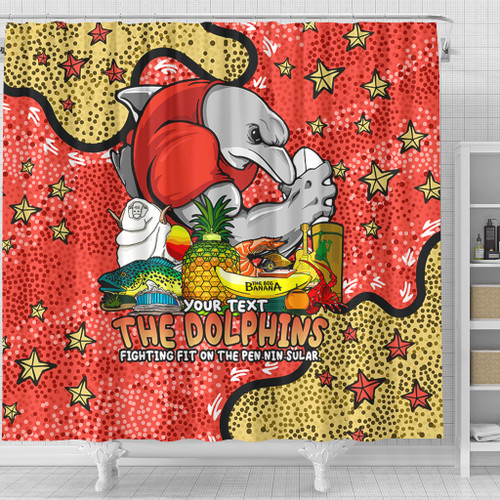 Redcliffe Dolphins Custom Shower Curtain - Australian Big Things Shower Curtain Redcliffe Dolphins Custom Shower Curtain - Australian Big Things Shower Curtain
