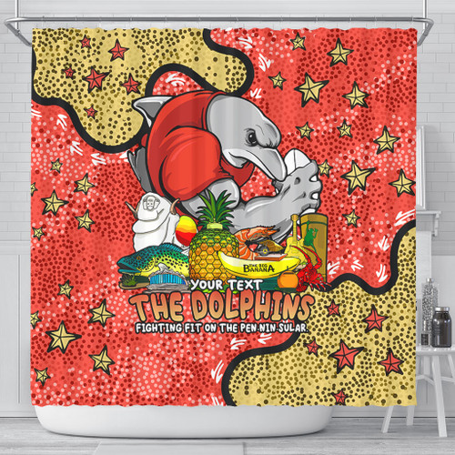 Redcliffe Dolphins Custom Shower Curtain - Australian Big Things Shower Curtain Redcliffe Dolphins Custom Shower Curtain - Australian Big Things Shower Curtain
