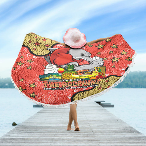 Redcliffe Dolphins Custom Beach Blanket - Australian Big Things Beach Blanket Redcliffe Dolphins Custom Beach Blanket - Australian Big Things Beach Blanket