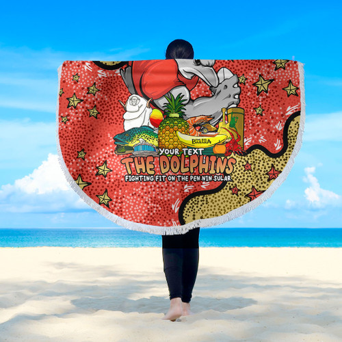 Redcliffe Dolphins Custom Beach Blanket - Australian Big Things Beach Blanket Redcliffe Dolphins Custom Beach Blanket - Australian Big Things Beach Blanket