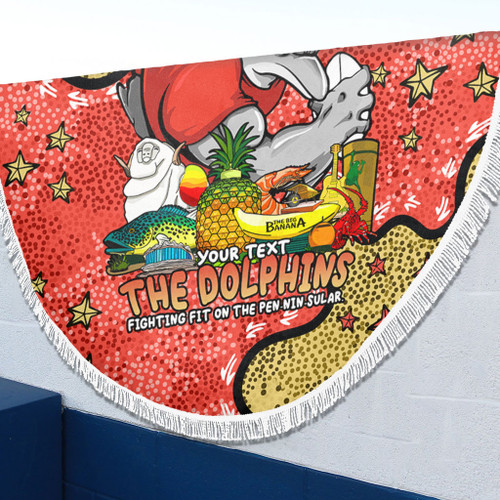 Redcliffe Dolphins Custom Beach Blanket - Australian Big Things Beach Blanket Redcliffe Dolphins Custom Beach Blanket - Australian Big Things Beach Blanket