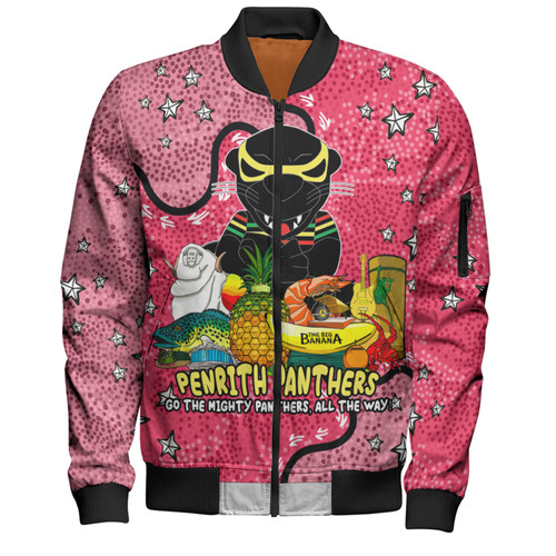 Penrith Panthers Custom Bomber Jacket - Australian Big Things (Pink) Bomber Jacket Penrith Panthers Custom Bomber Jacket - Australian Big Things (Pink) Bomber Jacket