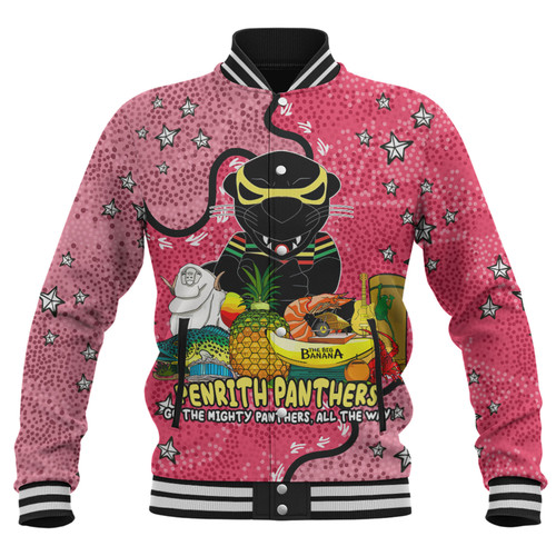 Penrith Panthers Custom Baseball Jacket - Australian Big Things (Pink) Baseball Jacket Penrith Panthers Custom Baseball Jacket - Australian Big Things (Pink) Baseball Jacket