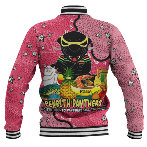 Penrith Panthers Custom Baseball Jacket - Australian Big Things (Pink) Baseball Jacket Penrith Panthers Custom Baseball Jacket - Australian Big Things (Pink) Baseball Jacket