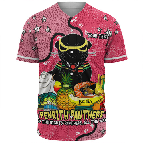 Penrith Panthers Custom Baseball Shirt - Australian Big Things (Pink) Baseball Shirt