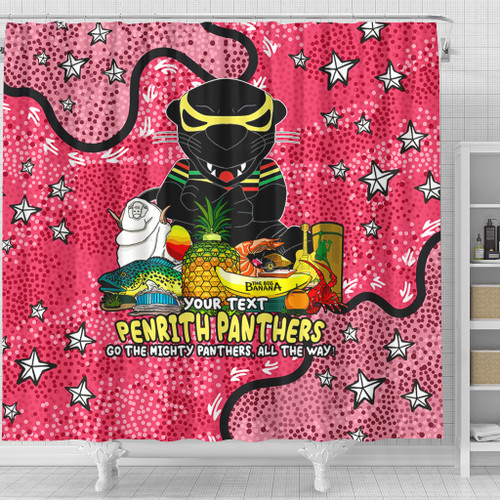 Penrith Panthers Custom Shower Curtain - Australian Big Things (Pink) Shower Curtain