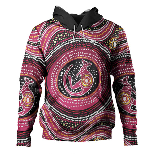 Australia Aboriginal Hoodie - Aboriginal Background Featuring Kangaroo Dot Design Hoodie