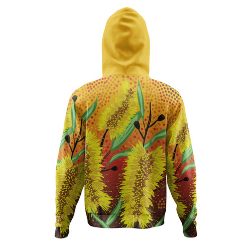 Australia Aboriginal Hoodie - Aboriginal Art Of Yellow Bottle Brush Plant Hoodie Australia Aboriginal Hoodie - Aboriginal Art Of Yellow Bottle Brush Plant Hoodie