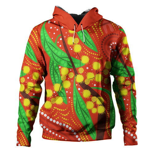 Australia Aboriginal Hoodie - Aboriginal Dot Art Of Australian Yellow Wattle Painting Hoodie