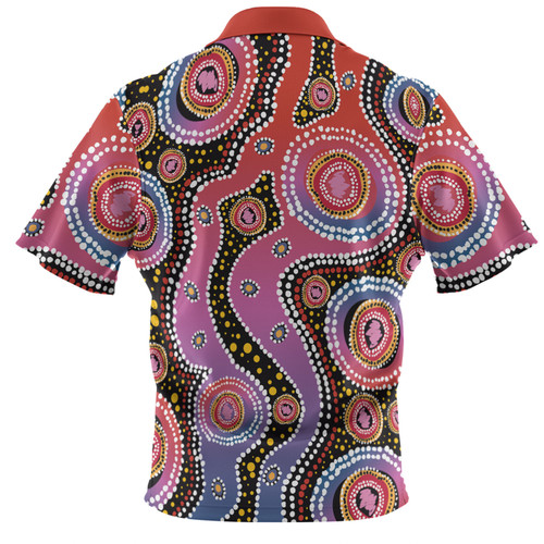 Australia Aboriginal Polo Shirt - Aboriginal Background Featuring Dot Design Polo Shirt Australia Aboriginal Polo Shirt - Aboriginal Background Featuring Dot Design Polo Shirt