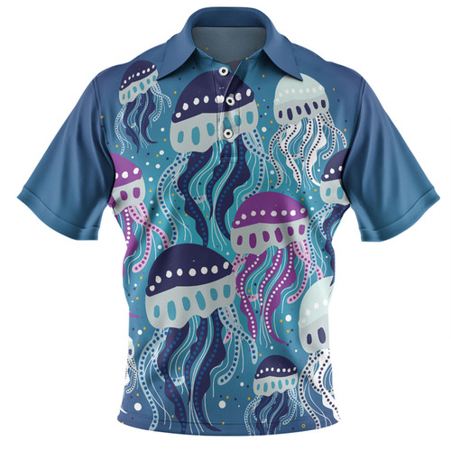 Australia Aboriginal Polo Shirt - Aboriginal Art Painting With Jellyfish Polo Shirt