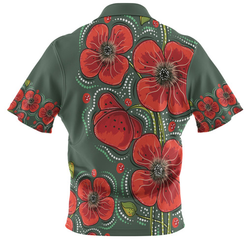 Australia Aboriginal Polo Shirt - Aboriginal Style Australian Poppy Flower Background Polo Shirt Australia Aboriginal Polo Shirt - Aboriginal Style Australian Poppy Flower Background Polo Shirt