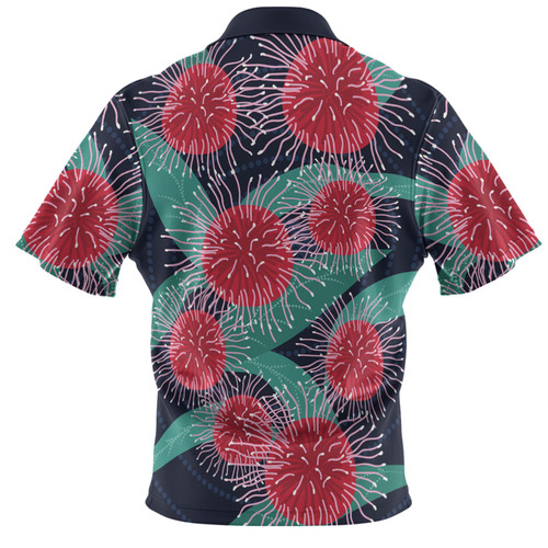 Australia Aboriginal Polo Shirt - Australian Hakea Flower Artwork Polo Shirt