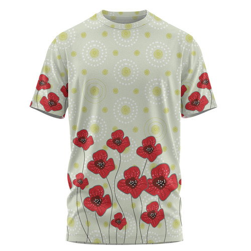 Australia Aboriginal T-shirt - Poppy Flowers Background In Aboriginal Dot Art Style T-shirt