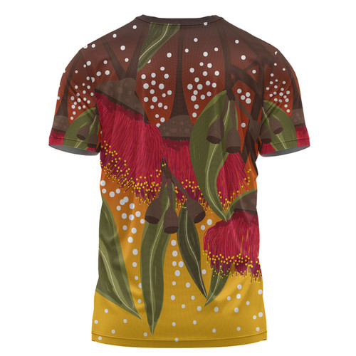 Australia Aboriginal T-shirt - Red Eucalyptus Aboriginal Dot Art T-shirt Australia Aboriginal T-shirt - Red Eucalyptus Aboriginal Dot Art T-shirt