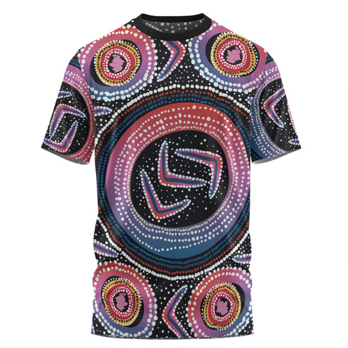 Australia Aboriginal T-shirt - Aboriginal Boomerang Dot Art T-shirt