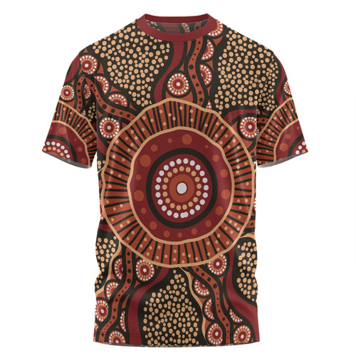 Australia Aboriginal T-shirt - Brown Aboriginal Style Dot Painting T-shirt