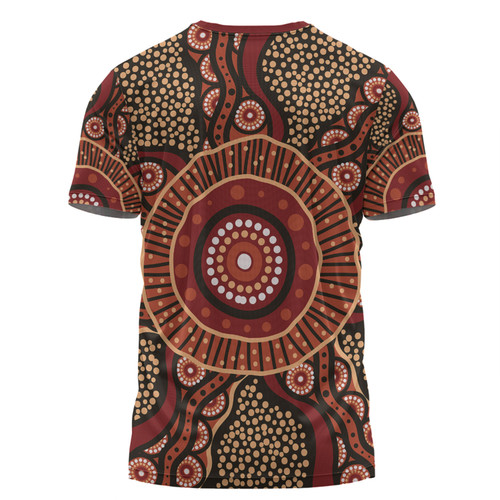 Australia Aboriginal T-shirt - Brown Aboriginal Style Dot Painting T-shirt Australia Aboriginal T-shirt - Brown Aboriginal Style Dot Painting T-shirt