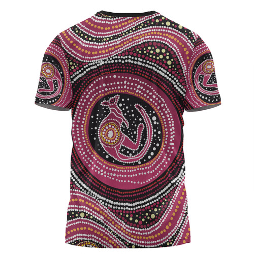 Australia Aboriginal T-shirt - Aboriginal Background Featuring Kangaroo Dot Design T-shirt Australia Aboriginal T-shirt - Aboriginal Background Featuring Kangaroo Dot Design T-shirt