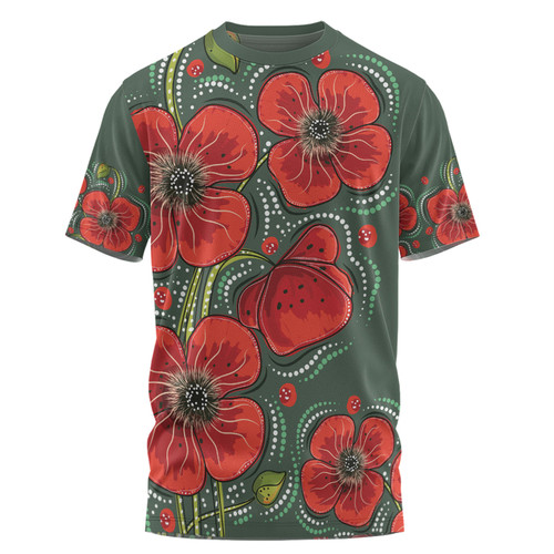 Australia Aboriginal T-shirt - Aboriginal Style Australian Poppy Flower Background T-shirt