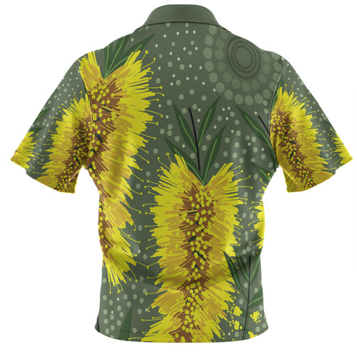 Australia Aboriginal Hawaiian Shirt - Yellow Bottle Brush Flora In Aboriginal Painting Hawaiian Shirt Australia Aboriginal Hawaiian Shirt - Yellow Bottle Brush Flora In Aboriginal Painting Hawaiian Shirt