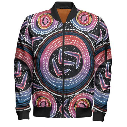 Australia Aboriginal Bomber Jacket - Aboriginal Boomerang Dot Art Bomber Jacket