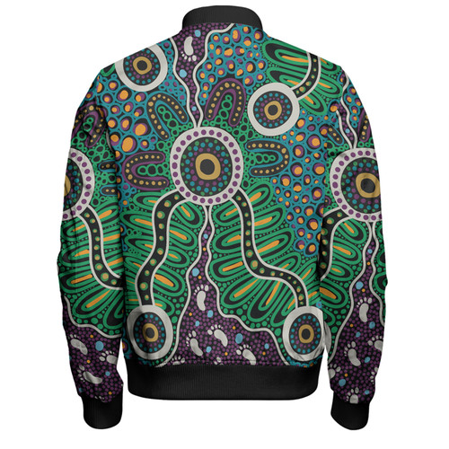 Australia Aboriginal Bomber Jacket - A Dot Painting In The Style Of Indigenous Australian Art Bomber Jacket Australia Aboriginal Bomber Jacket - A Dot Painting In The Style Of Indigenous Australian Art Bomber Jacket