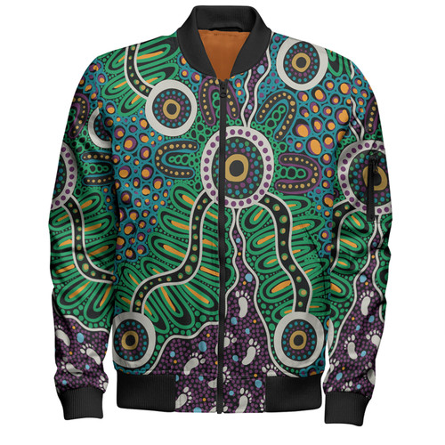 Australia Aboriginal Bomber Jacket - A Dot Painting In The Style Of Indigenous Australian Art Bomber Jacket