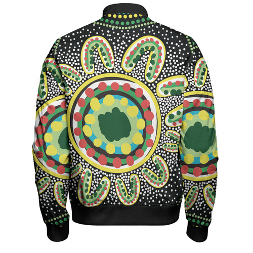 Australia Aboriginal Bomber Jacket - Aboriginal Art Painting Decorated With The Colorful Dots Bomber Jacket Australia Aboriginal Bomber Jacket - Aboriginal Art Painting Decorated With The Colorful Dots Bomber Jacket