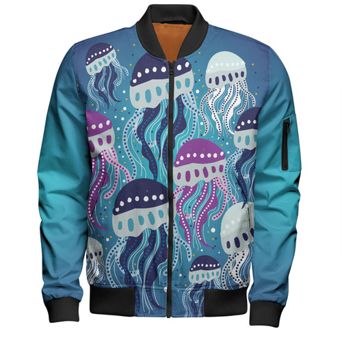 Australia Aboriginal Bomber Jacket - Aboriginal Art Painting With Jellyfish Bomber Jacket