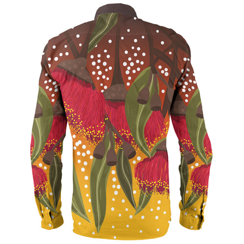 Australia Aboriginal Long Sleeve Shirt - Red Eucalyptus Aboriginal Dot Art Long Sleeve Shirt Australia Aboriginal Long Sleeve Shirt - Red Eucalyptus Aboriginal Dot Art Long Sleeve Shirt