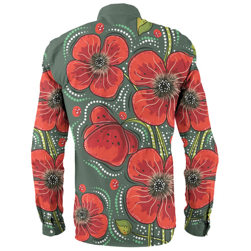 Australia Aboriginal Long Sleeve Shirt - Aboriginal Style Australian Poppy Flower Background Long Sleeve Shirt Australia Aboriginal Long Sleeve Shirt - Aboriginal Style Australian Poppy Flower Background Long Sleeve Shirt