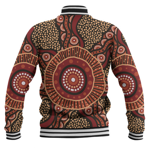 Australia Aboriginal Baseball Jacket - Brown Aboriginal Style Dot Painting Baseball Jacket Australia Aboriginal Baseball Jacket - Brown Aboriginal Style Dot Painting Baseball Jacket