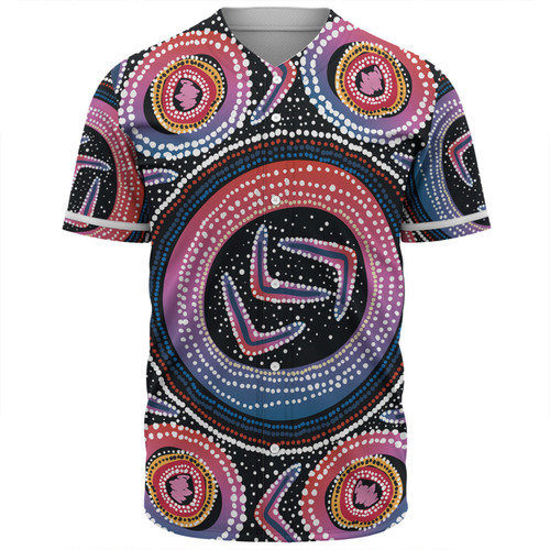 Australia Aboriginal Baseball Shirt - Aboriginal Boomerang Dot Art Baseball Shirt