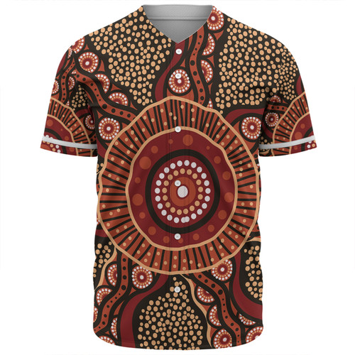 Australia Aboriginal Baseball Shirt - Brown Aboriginal Style Dot Painting Baseball Shirt