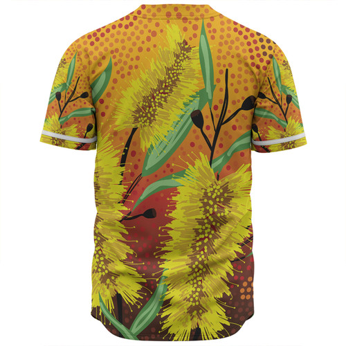 Australia Aboriginal Baseball Shirt - Aboriginal Art Of Yellow Bottle Brush Plant Baseball Shirt Australia Aboriginal Baseball Shirt - Aboriginal Art Of Yellow Bottle Brush Plant Baseball Shirt
