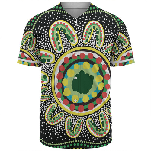 Australia Aboriginal Baseball Shirt - Aboriginal Art Painting Decorated With The Colorful Dots Baseball Shirt