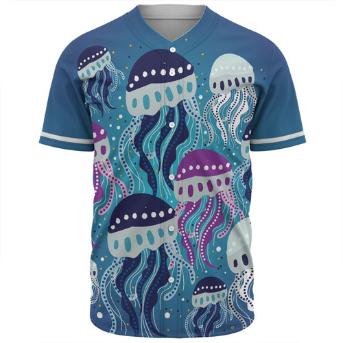 Australia Aboriginal Baseball Shirt - Aboriginal Art Painting With Jellyfish Baseball Shirt
